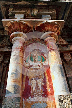 Nayaka pianting on the southern wall, Airavatesvara Temple, Darasuram, Tamil Nadu. View from South. photo