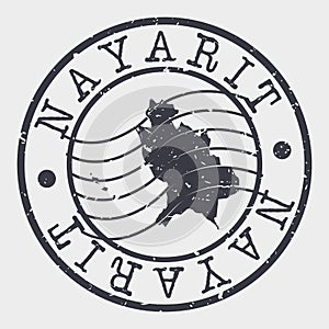 Nayarit, Mexico Stamp Postal. A Map Silhouette Seal. Passport Round Design. Vector Icon Design Retro Travel. photo