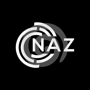 NAZ letter logo design on black background.NAZ creative initials letter logo concept.NAZ vector letter design