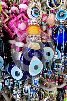 Nazar boncuk turkish amulet at Grand Bazar in Istanbul, Turkey photo