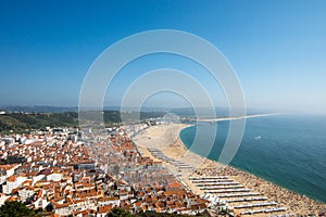 Nazare with the beach in Portugal photo