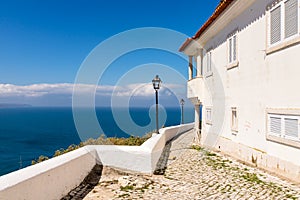 Nazare, Portugal - June 28, 2021: Ocean view from Sitio da Nazare