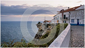 Nazare, Portugal. The uptown on the cliff.