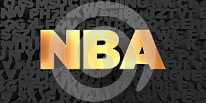 Nba - Gold text on black background - 3D rendered royalty free stock picture