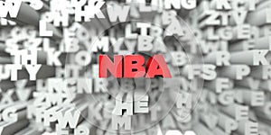 NBA - Red text on typography background - 3D rendered royalty free stock image photo