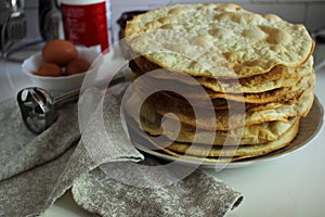 Baked cakes for cooking homemade cake`Napoleon` photo