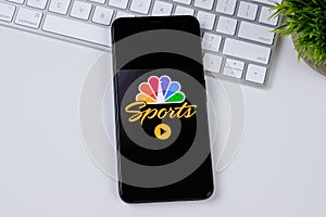 NBC Sports app logo on a smartphone screen.