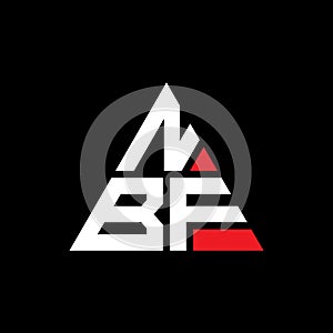NBF triangle letter logo design with triangle shape. NBF triangle logo design monogram. NBF triangle vector logo template with red