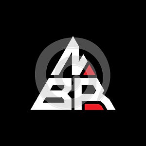 NBR triangle letter logo design with triangle shape. NBR triangle logo design monogram. NBR triangle vector logo template with red