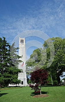 NC State University campus bell tower in Raleigh