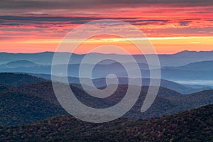 NC Sunrise Over Majestic Mountain Peaks and Valleys