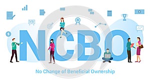 Ncbo no change of beneficial ownership concept with big word or text and team people with modern flat style - vector