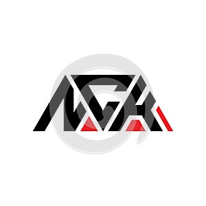 NCK triangle letter logo design with triangle shape. NCK triangle logo design monogram. NCK triangle vector logo template with red