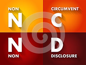 NCND Non-Circumvent and Non-Disclosure - legally-binding agreement that is established to prevent a business from being bypassed, photo