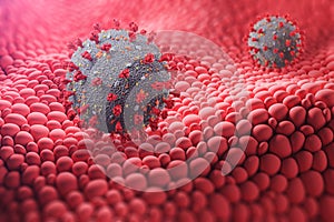 Ncov coronavirus concept, microscopic research photo
