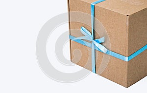 Gift box with bow isolated on white background photo
