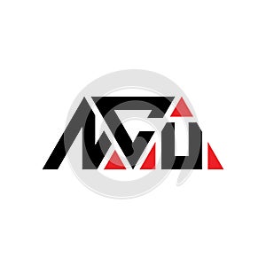 NCU triangle letter logo design with triangle shape. NCU triangle logo design monogram. NCU triangle vector logo template with red