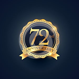 72nd anniversary celebration badge label in golden color