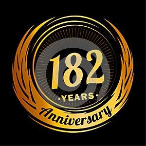 182 years anniversary. Elegant anniversary design. 182nd logo.