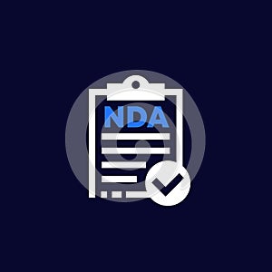 NDA agreement document vector icon on dark