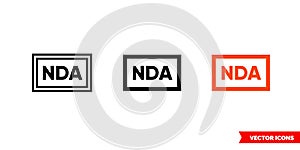 NDA icon of 3 types color, black and white, outline. Isolated vector sign symbol
