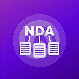 NDA icon with documents, vector
