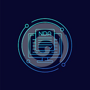 NDA, Non disclosure agreement line vector icon