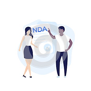 NDA, Non disclosure agreement, vector illustration