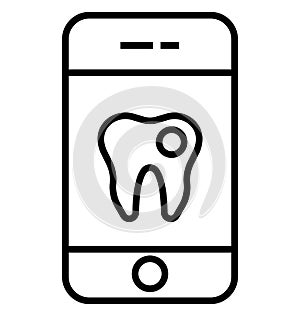 Dental App Line Isolated Vector Icon fully editable