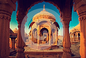 Ndia,Bada Bagh cenotaph in Jaisalmer, Rajasthan.