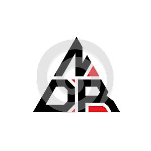 NDR triangle letter logo design with triangle shape. NDR triangle logo design monogram. NDR triangle vector logo template with red