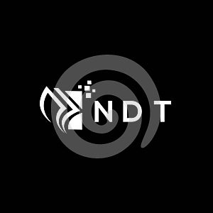 NDT credit repair accounting logo design on BLACK background. NDT creative initials Growth graph letter logo concept. NDT business