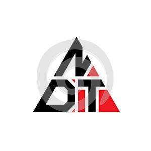 NDT triangle letter logo design with triangle shape. NDT triangle logo design monogram. NDT triangle vector logo template with red