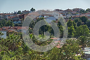 Panorama to resort of Nea Fokea at Kassandra peninsula, Chalkidiki, Cent