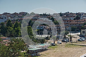 Panorama to resort of Nea Fokea at Kassandra peninsula, Chalkidiki, Cent