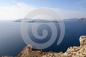 Nea Kameni, a Greek small sland located in the Gulf of Santorini. Greece