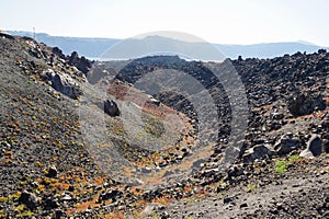 Nea Kameni island near Santorini in Greece