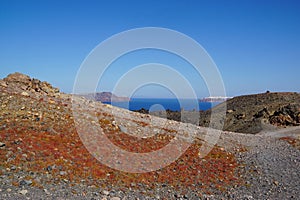 Nea Kameni island near Santorini in Greece