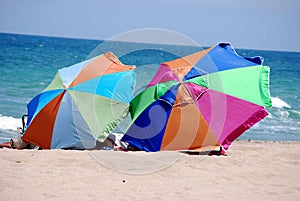 Neach Umbrellas on the Caribbean Shore