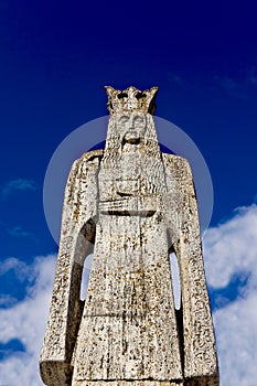 Neagoe Basarab sculpture against blue sky