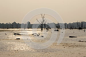 Neak Pean lake at sunset at Angkor