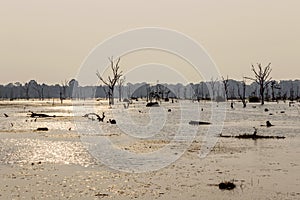 Neak Pean lake at sunset at Angkor