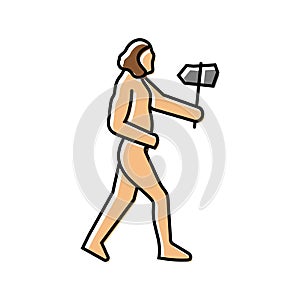 neanderthal human evolution color icon  illustration