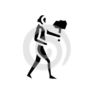 neanderthal human evolution glyph icon  illustration