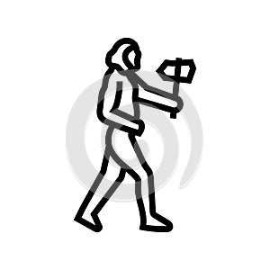 neanderthal human evolution line icon vector illustration