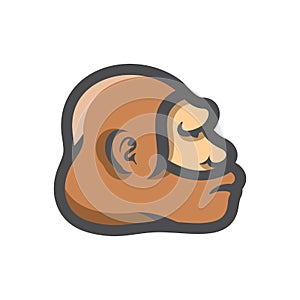 Neanderthal man head Vector icon Cartoon illustration.