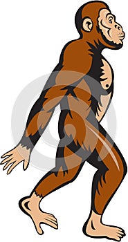 Neanderthal Man Walking Side Cartoon