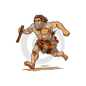 Neanderthal prehistoric caveman. Vector illustration design