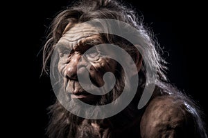 Neanderthal prehistoric caverman rock. Generate Ai