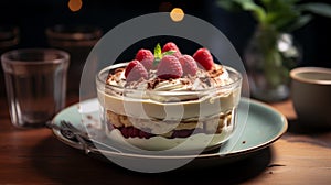 Neanderthal Trifle With Raspberries - A Delightful Dessert Plate